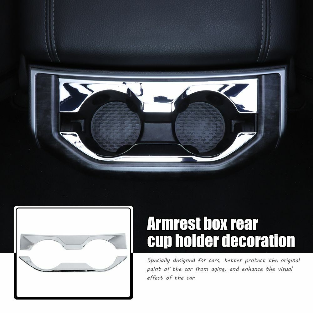 Chrome Interior Rear Water Cup Holder Trim Cover Panel For Dodge Ram 1500 2018+