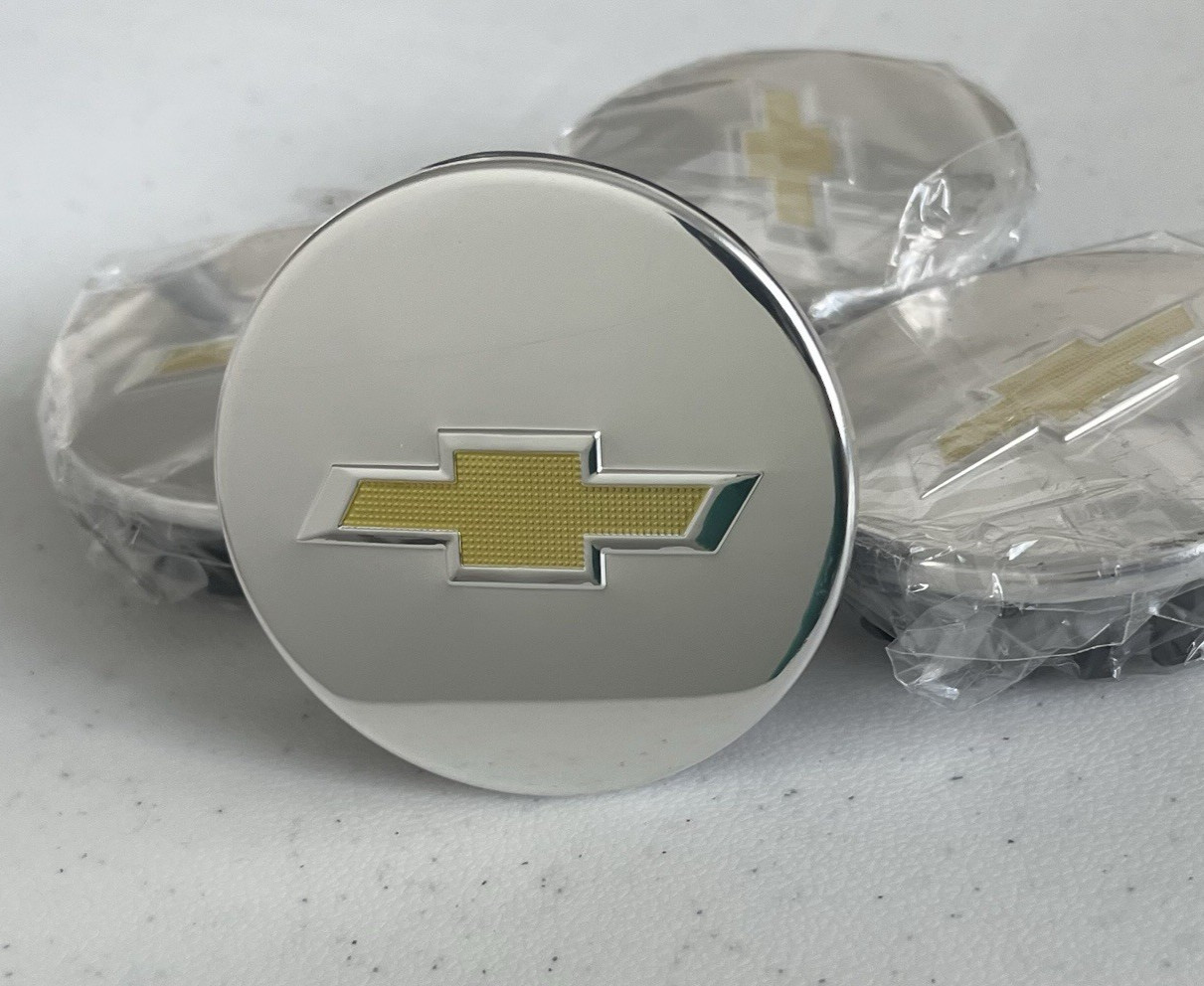 4 Chevy Silver Gold 66 mm Blazer Camaro Colorado Traverse Center Wheel Caps 4 Chevy Silver Gold 66 mm Blazer Camaro Colorado Traverse Center Wheel Caps