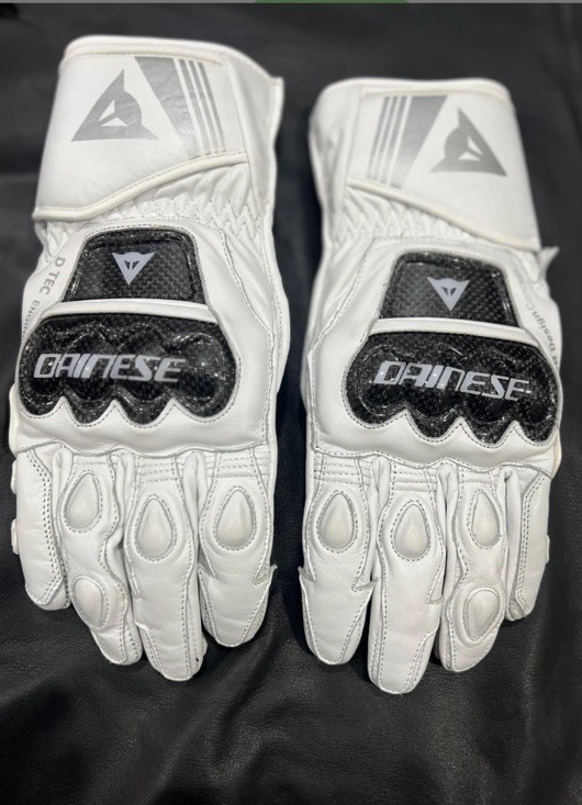 Dainese Druid 4 Racing Gloves White Leather CE Protection Mens Summer