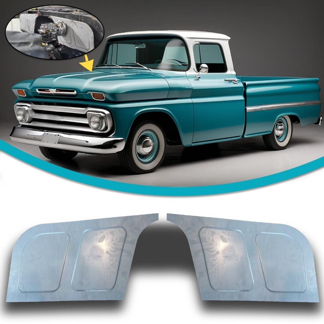 1960-66 Chevy GMC Truck Smooth Firewall Filler Panels W/Bead Roll Design 2Pc Kit