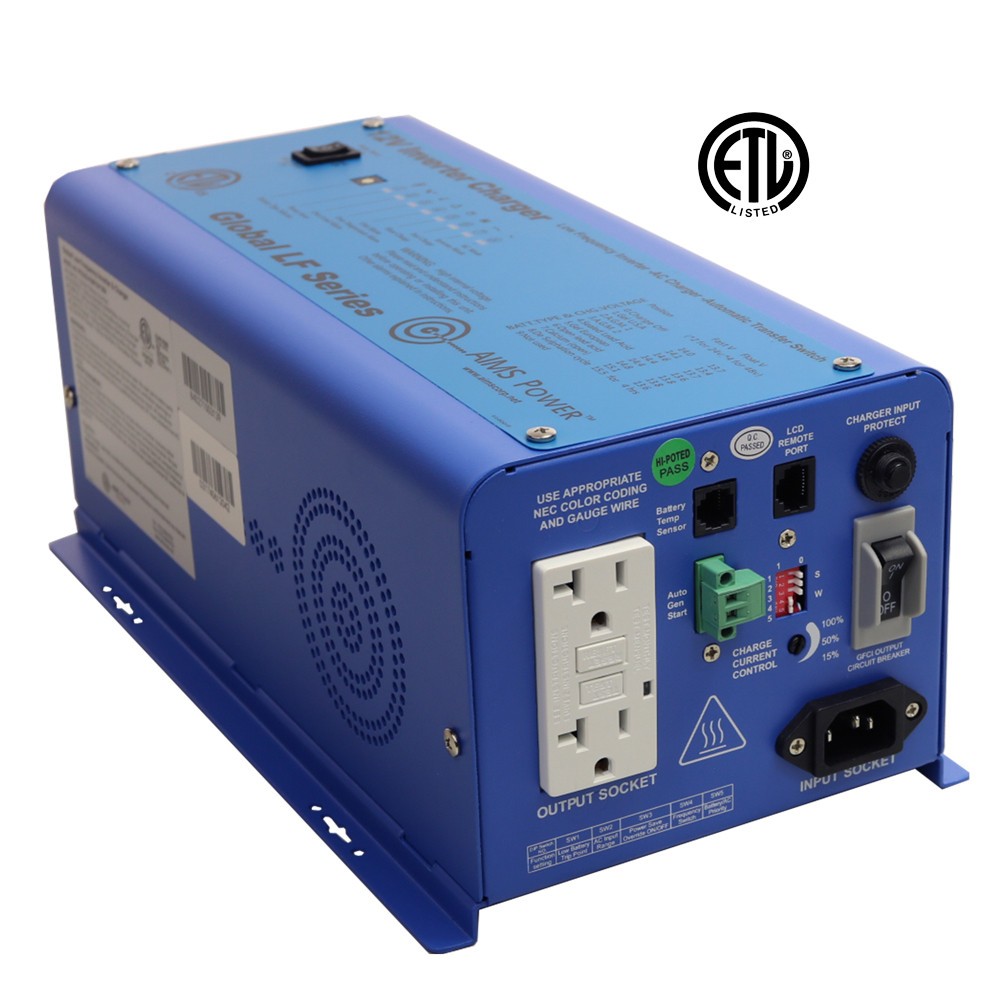 AIMS Power 600 Watt Inverter Charger - PICOGLF6W12V120VETL - Open Box