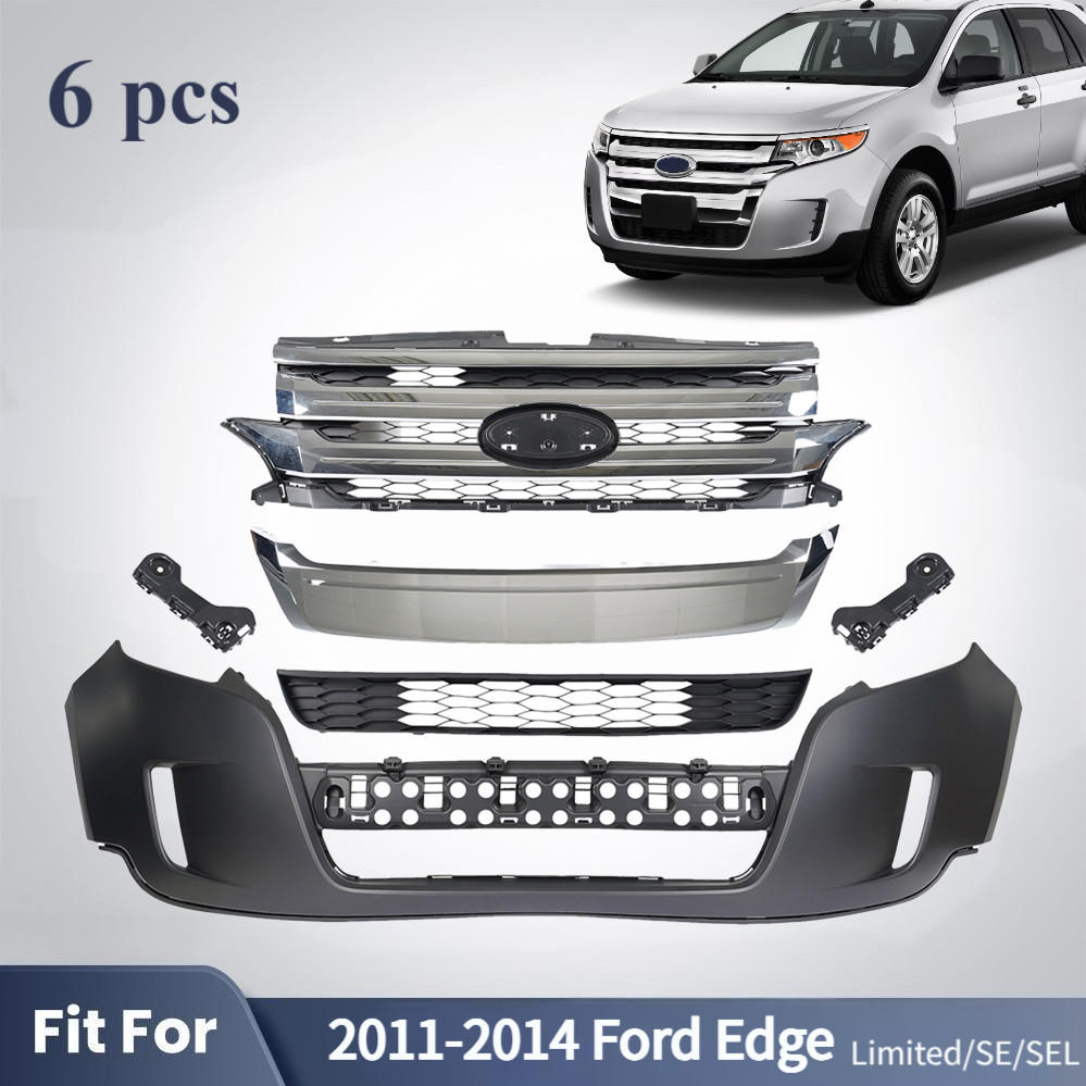 For 2011 2012 2013 2014 Ford Edge Front Bumper Cover Assembly Grille Kit Grill