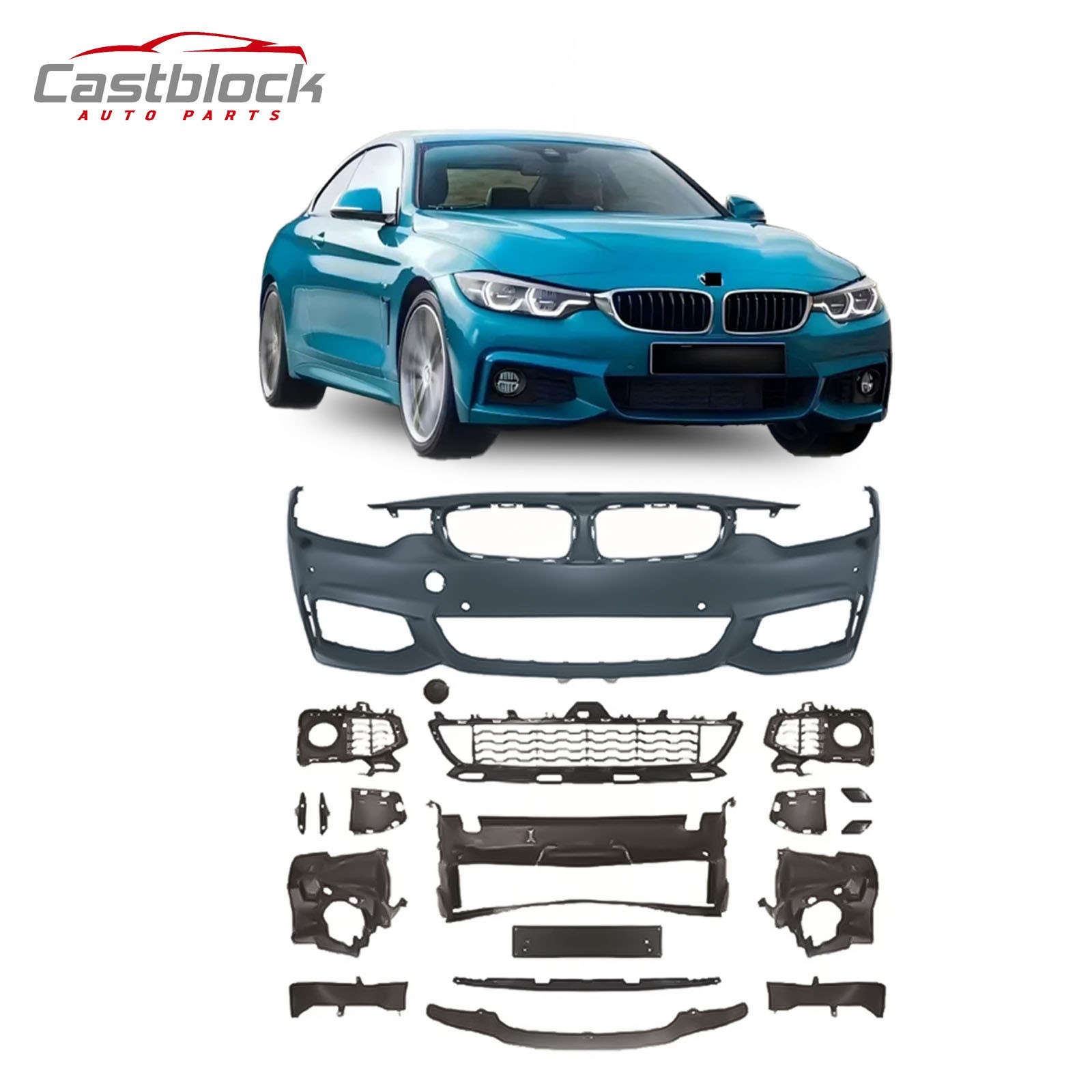 For 2014-2020 BMW 4 Series F32 F33 F36 M-Tech Style Front Bumper Kit w/PDC Hole