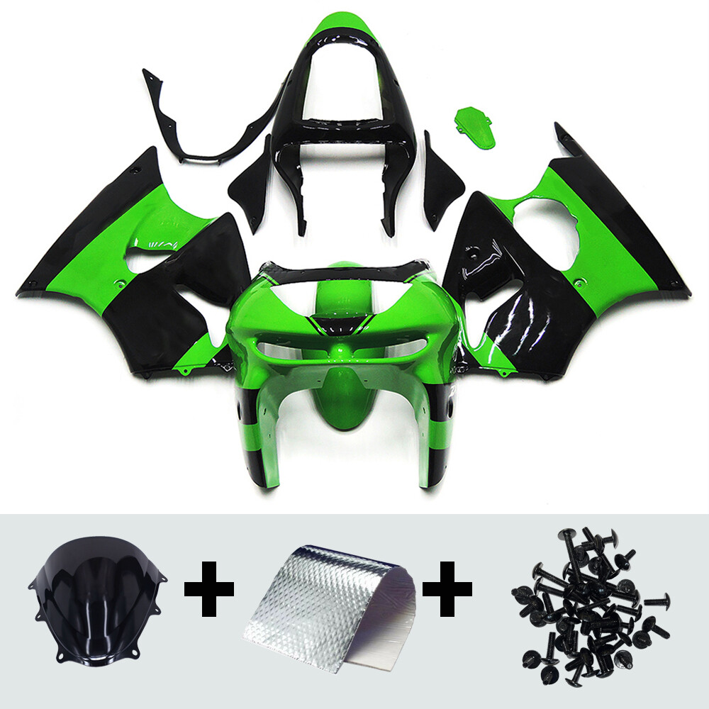 Green Black Fairing Kit for 1998 1999 Kawasaki Ninja ZX6R 636 Fairings Bodywork