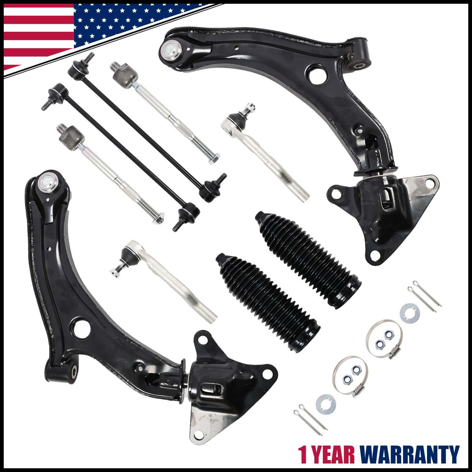 10x For 2009-2013 Honda Fit Front Lower Control Arm Ball Joint Sway Bar Tie Rod