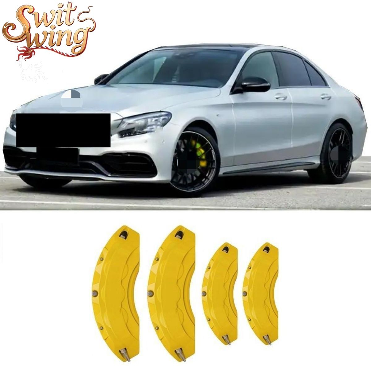4pcs Yellow Car Aluminum Brake Caliper Cover for MERCEDES BENZ C Class 4pcs Yellow Car Aluminum Brake Caliper Cover for MERCEDES BENZ C Class
