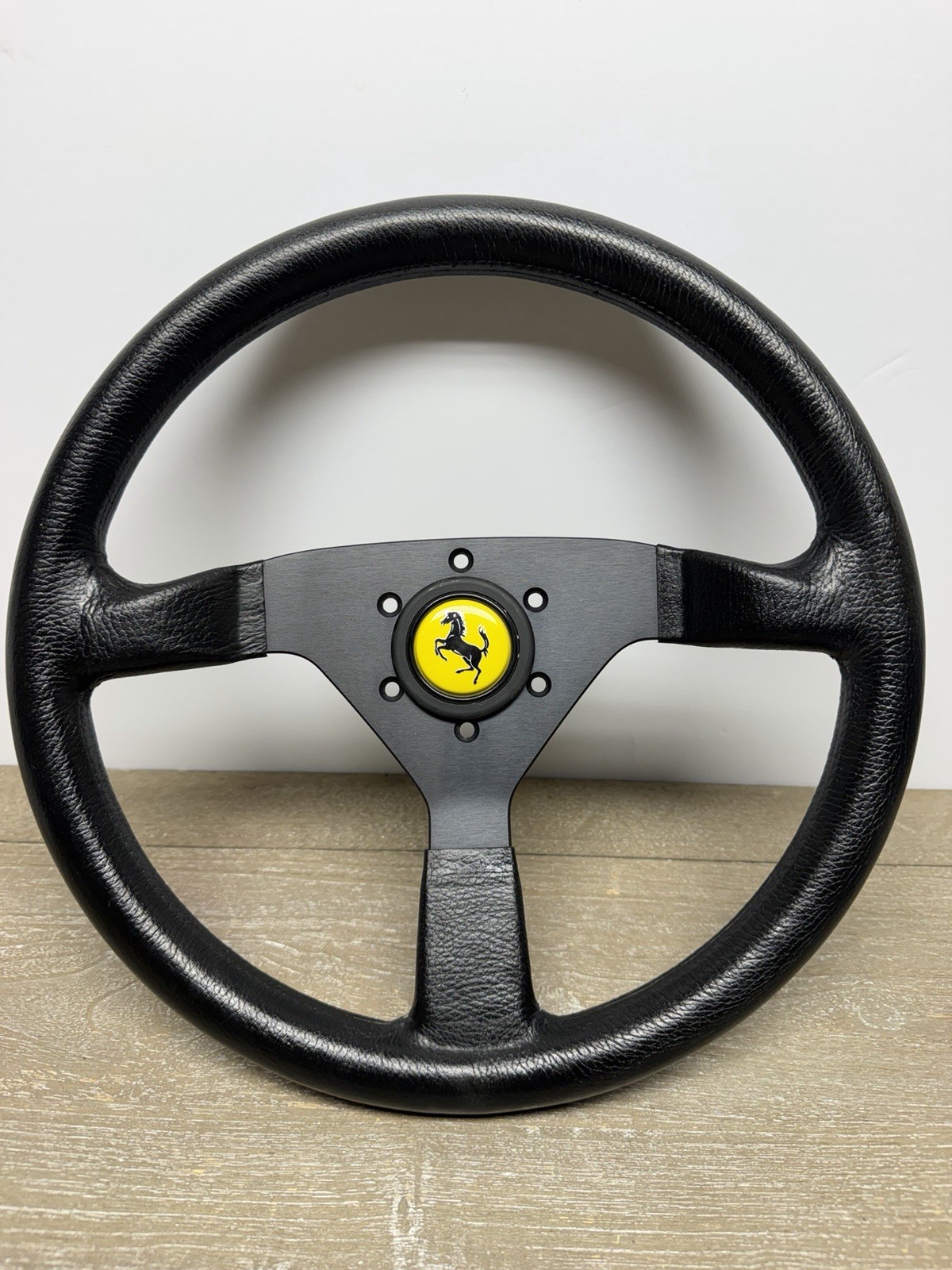 Ferrari F40 Style Steering Wheel Black Leather MOMO Horn Button 6 Bolt 70mm