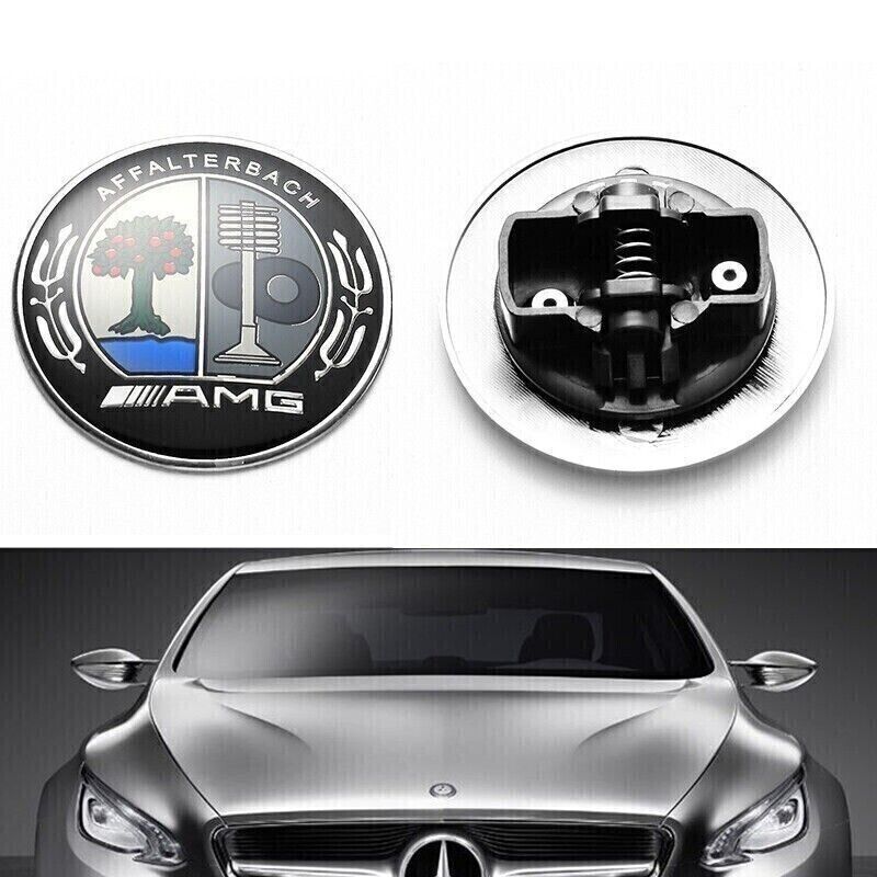 57mm Affalterbach Front AMG Emblem Apple Tree Flat Hood Badge For Mercedes-Benz