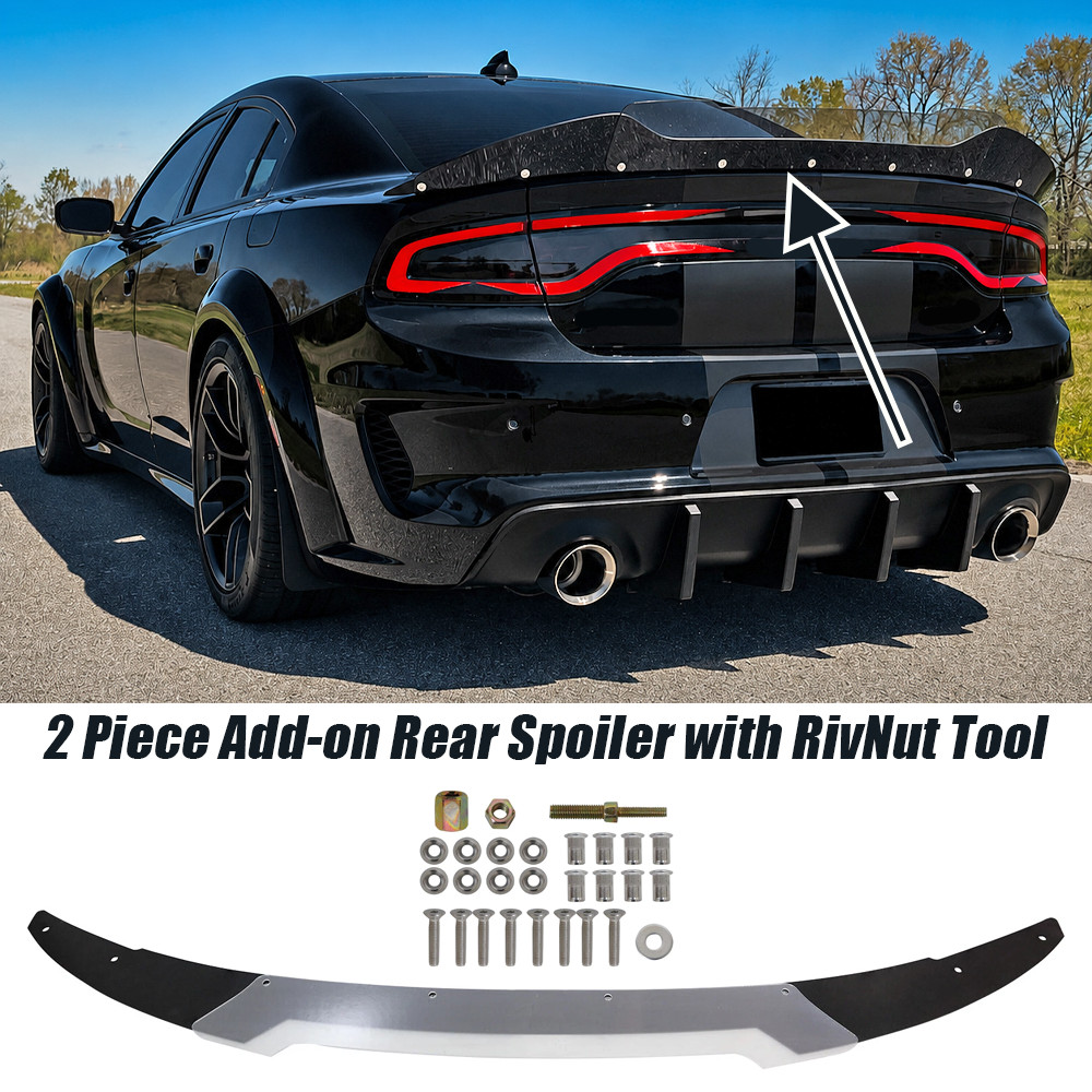 Fit 15-23 Dodge Charger SRT Decklid Spoiler Extension Wickerbill Gurney Flap