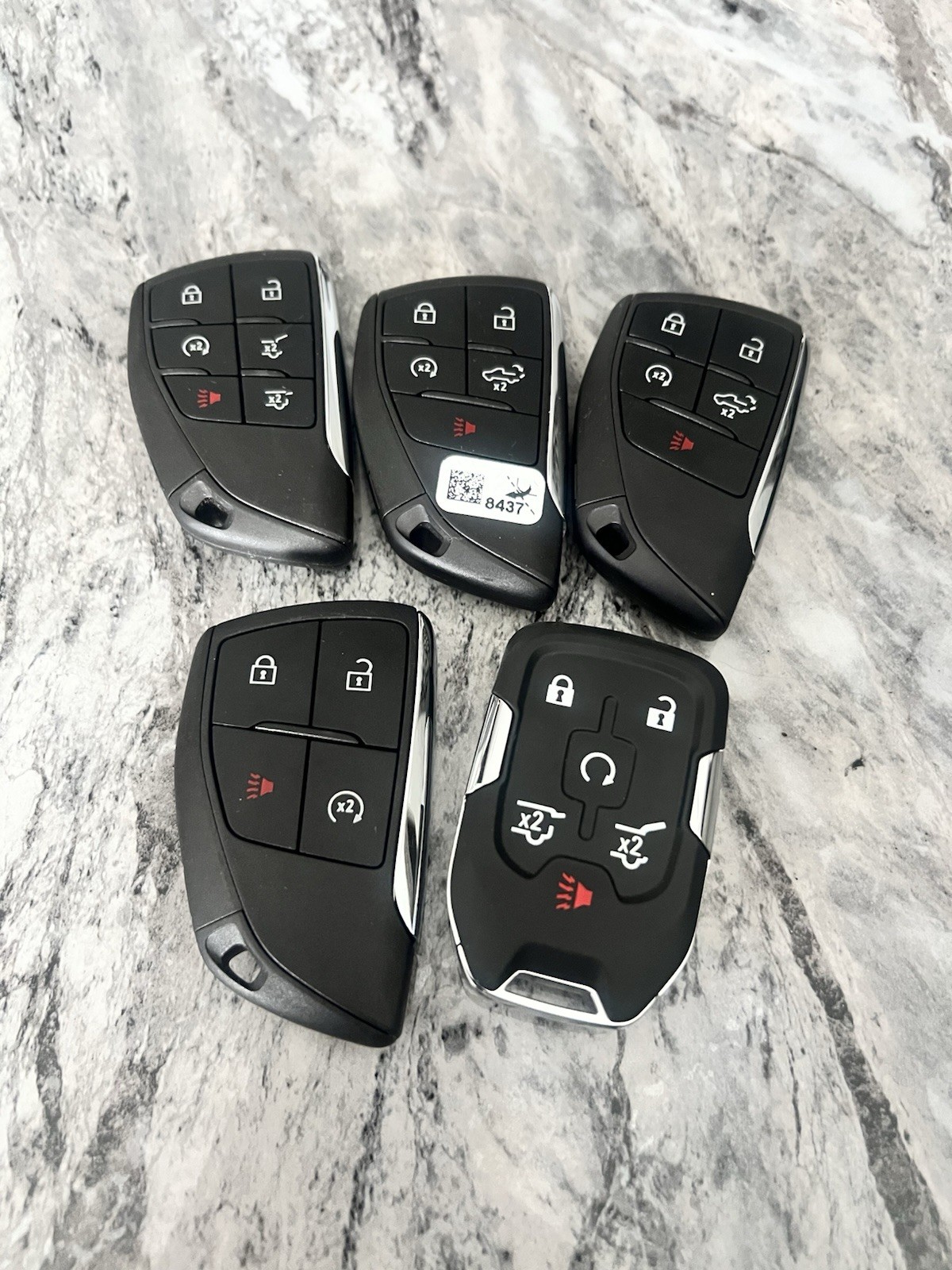 Mixed Lot Of 5 Of Chevy Key Fobs Used/Locked Needs Reprogramming