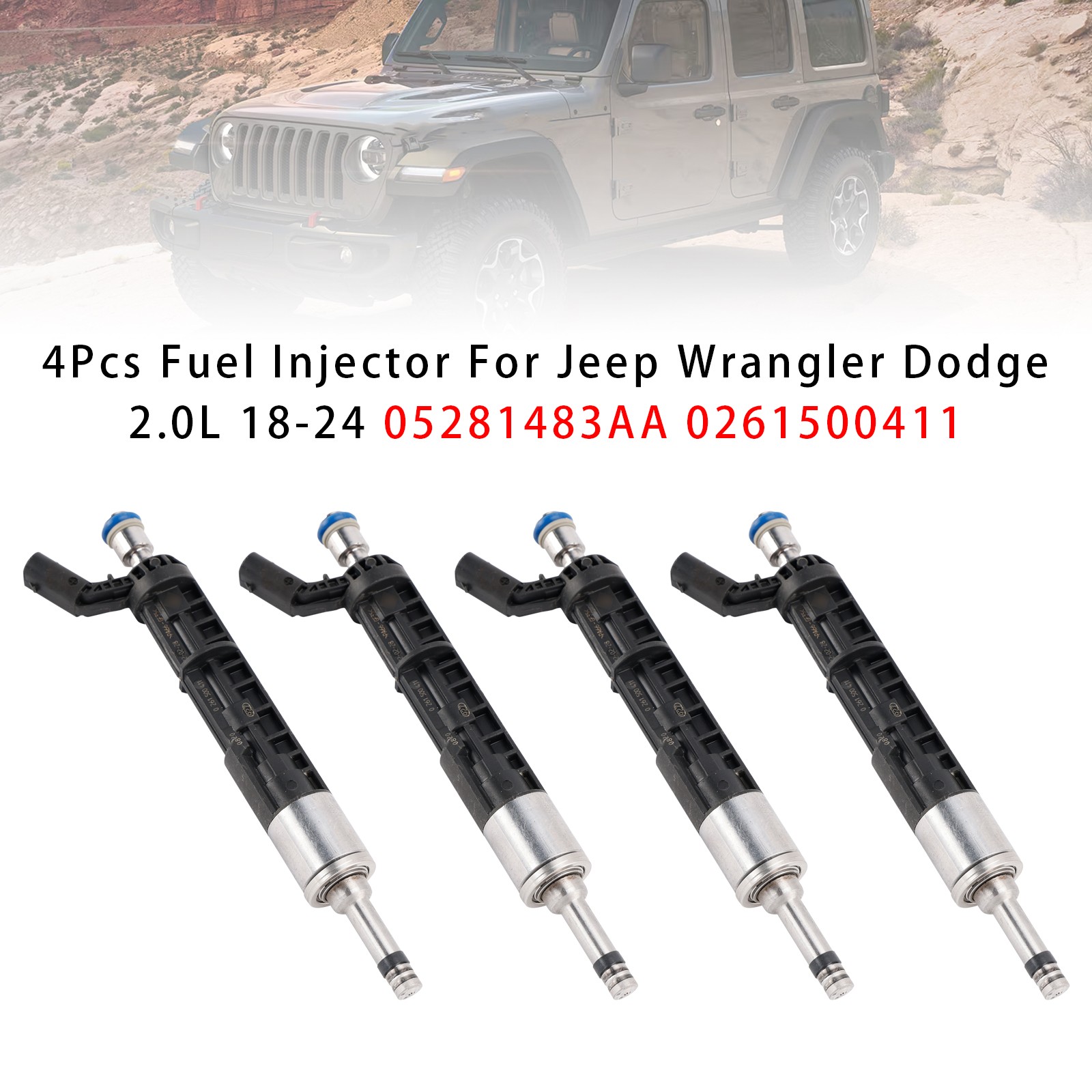 4Pcs Fuel Injector For Jeep Wrangler Dodge 2.0L 18-24 05281483AA 0261500411