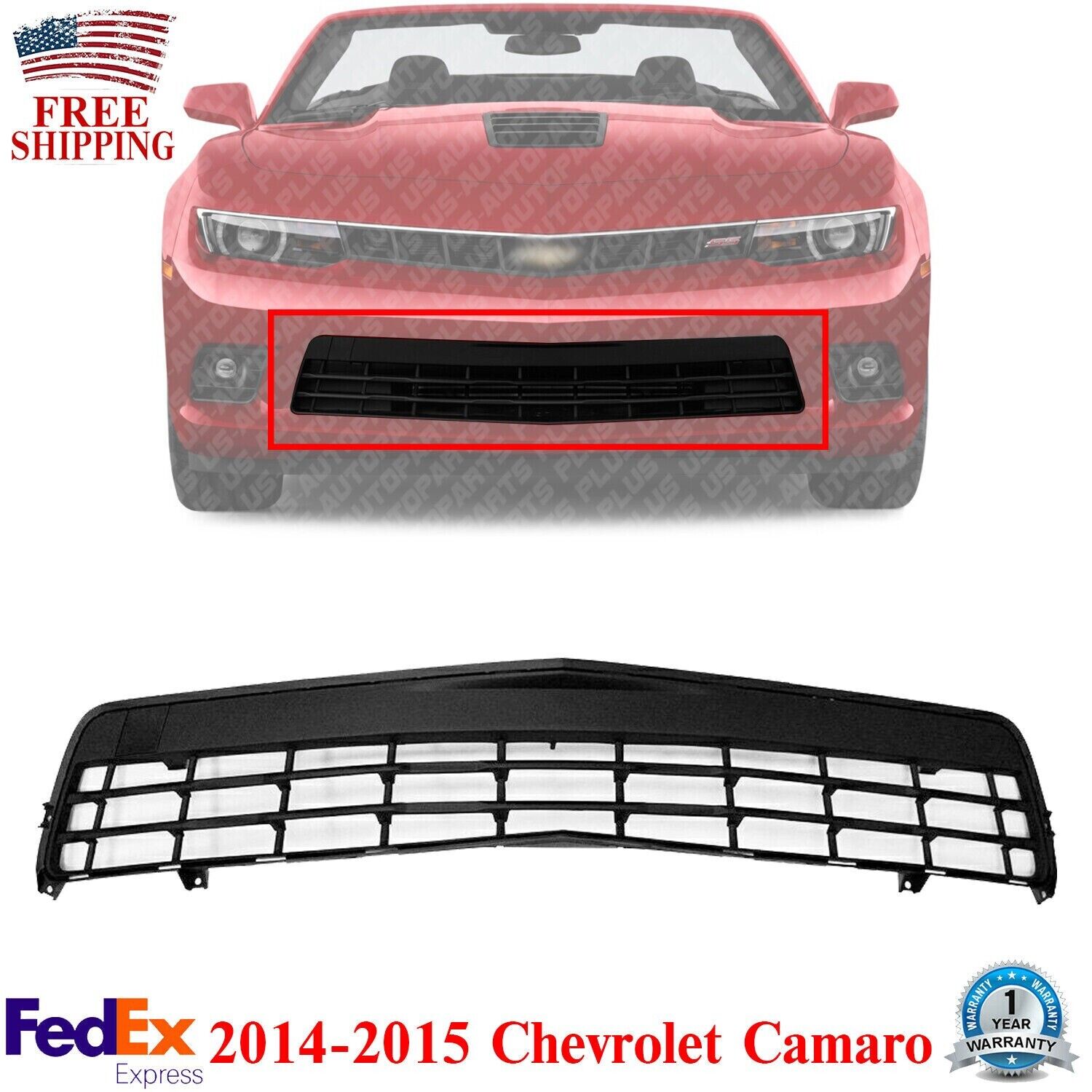 Front Bumper Lower Grille Primed For 2014-2015 Chevrolet Camaro w/o ZL1 Models
