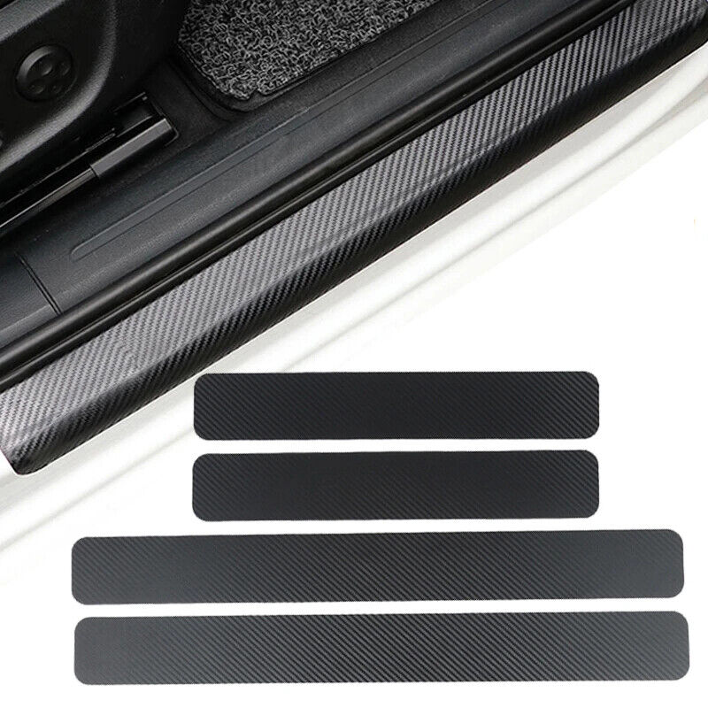 4PC Carbon Fiber Leather Car Door Sill Protector for Ford F150 F-150 Accessories
