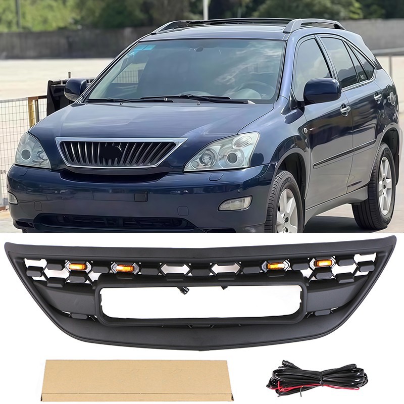 Front Grille Fits For  2007-2009 Lexus RX350 RX330 Black  Bumper Grill W/Led