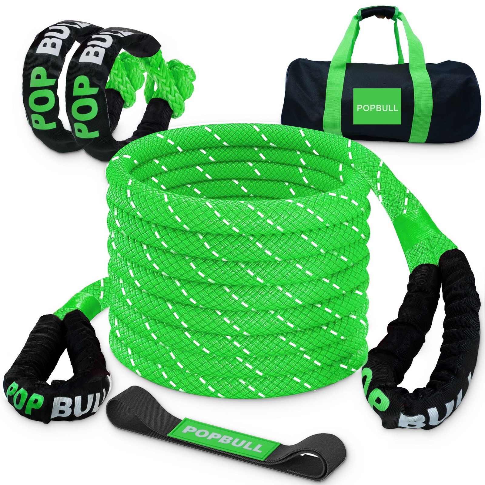 30ft Kinetic Recovery Tow Rope 48500lbs Heavy Duty Energy Rope + 2 Soft Shackles 30ft Kinetic Recovery Tow Rope 48500lbs Heavy Duty Energy Rope + 2 Soft Shackles