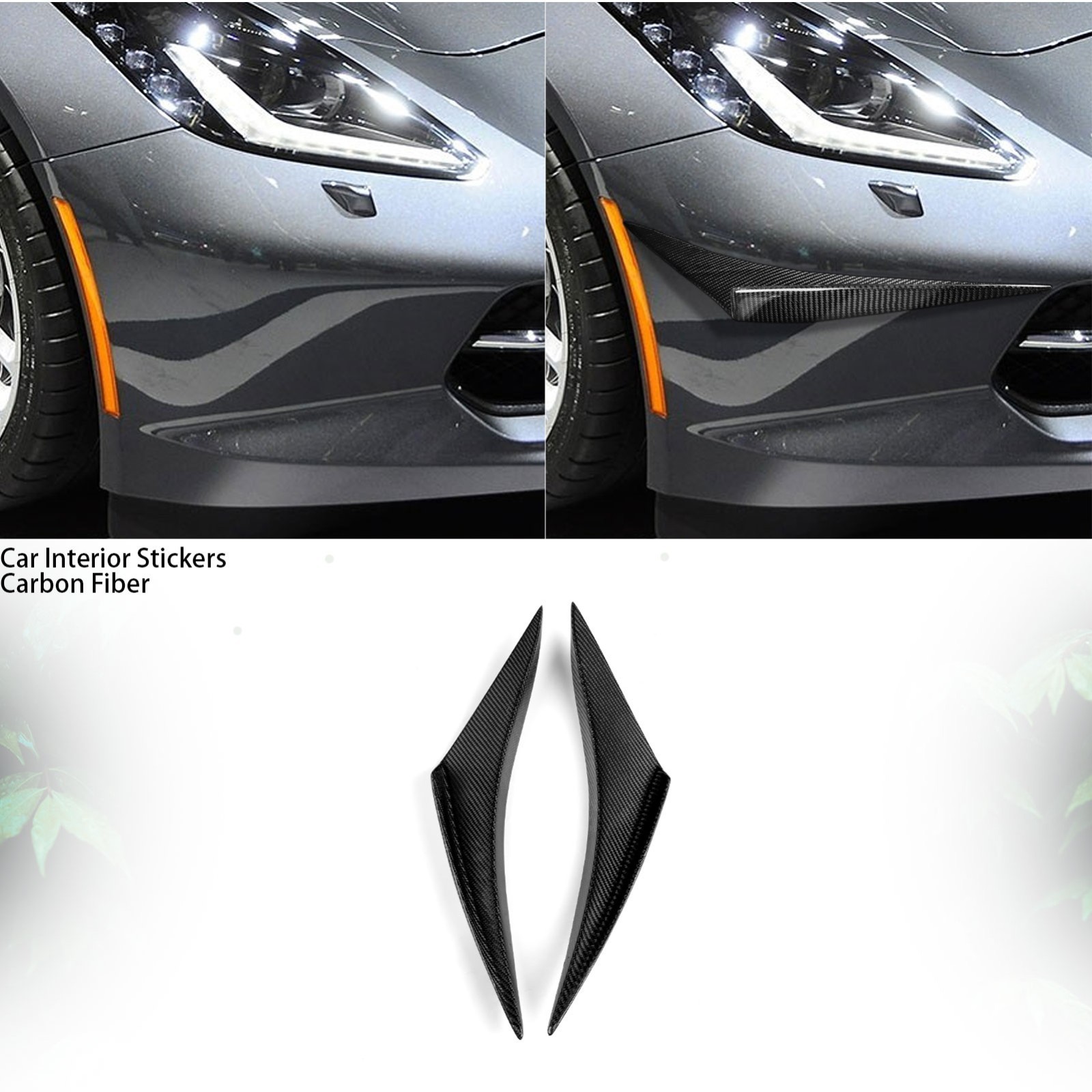 Dry Carbon Fiber Front Bumper side Body Canards for Chevrolet Corvette C7 14-19