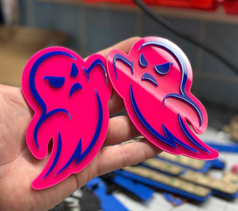 2PC Halloween Ghost Car Emblem Badge, Custom Acrylic Car Fender/Trunk Decoration