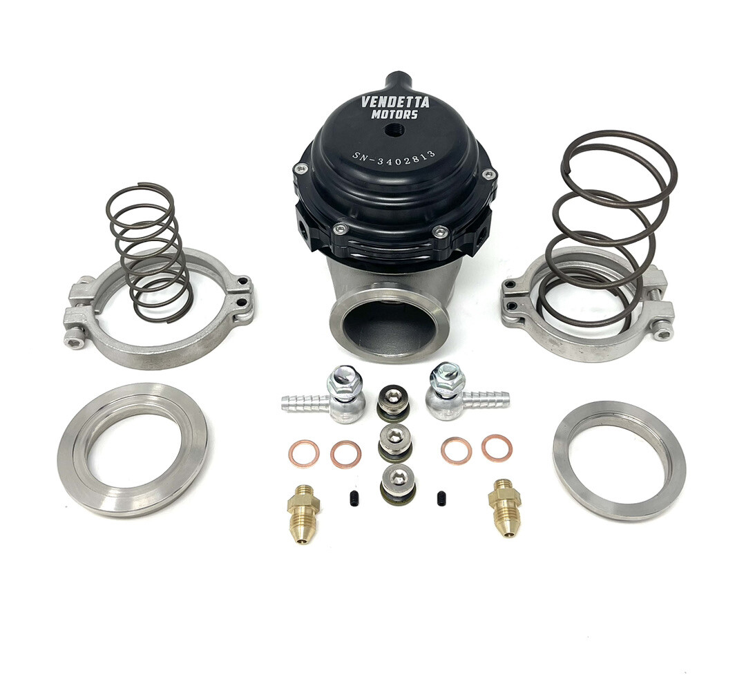 VM 44mm Black External Wastegate For Tial MVR V-Band Flange Turbo 14PSI Spring