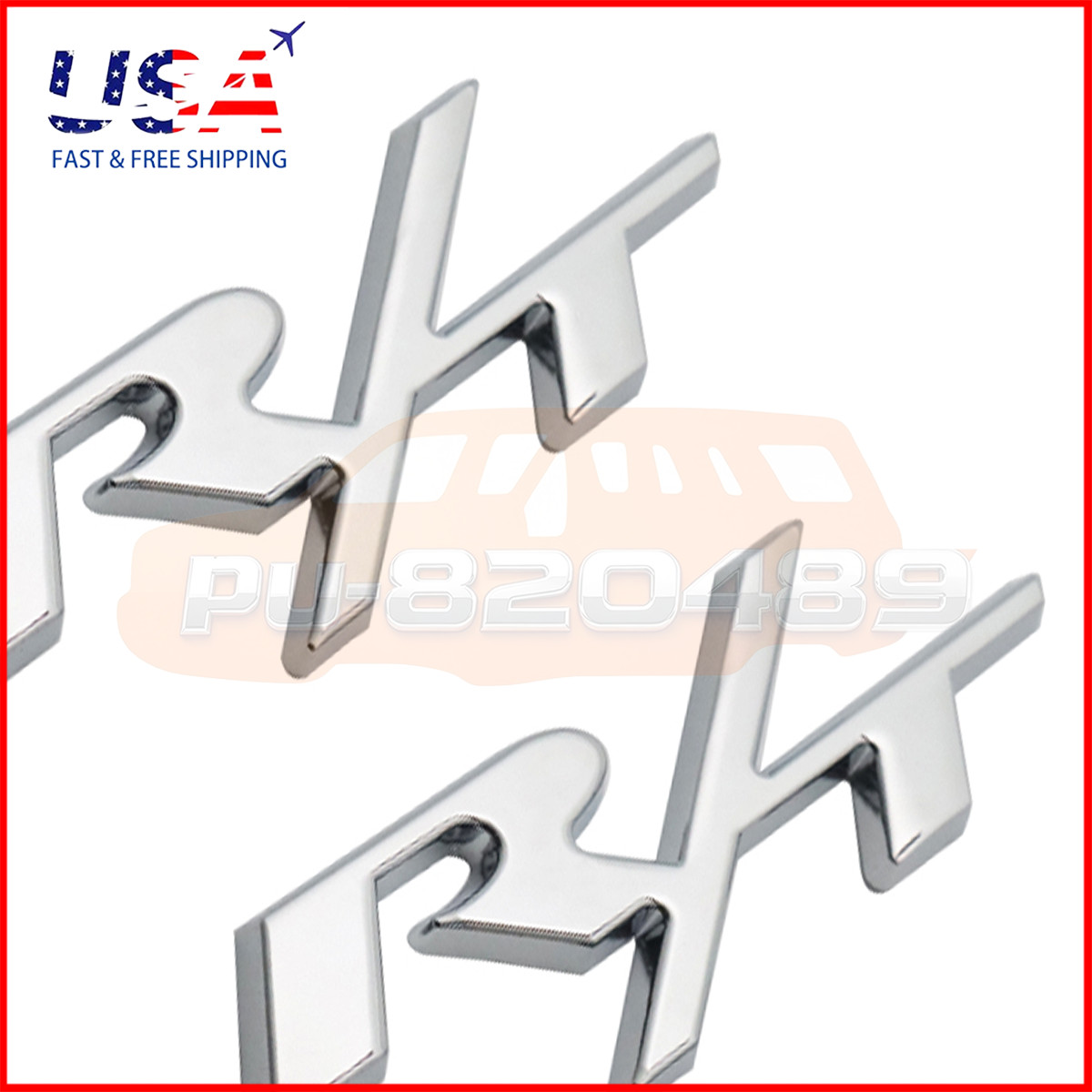2x For Charger Challenger RT Emblem R/T Gloss Chrome Side Fender Badge Nameplate