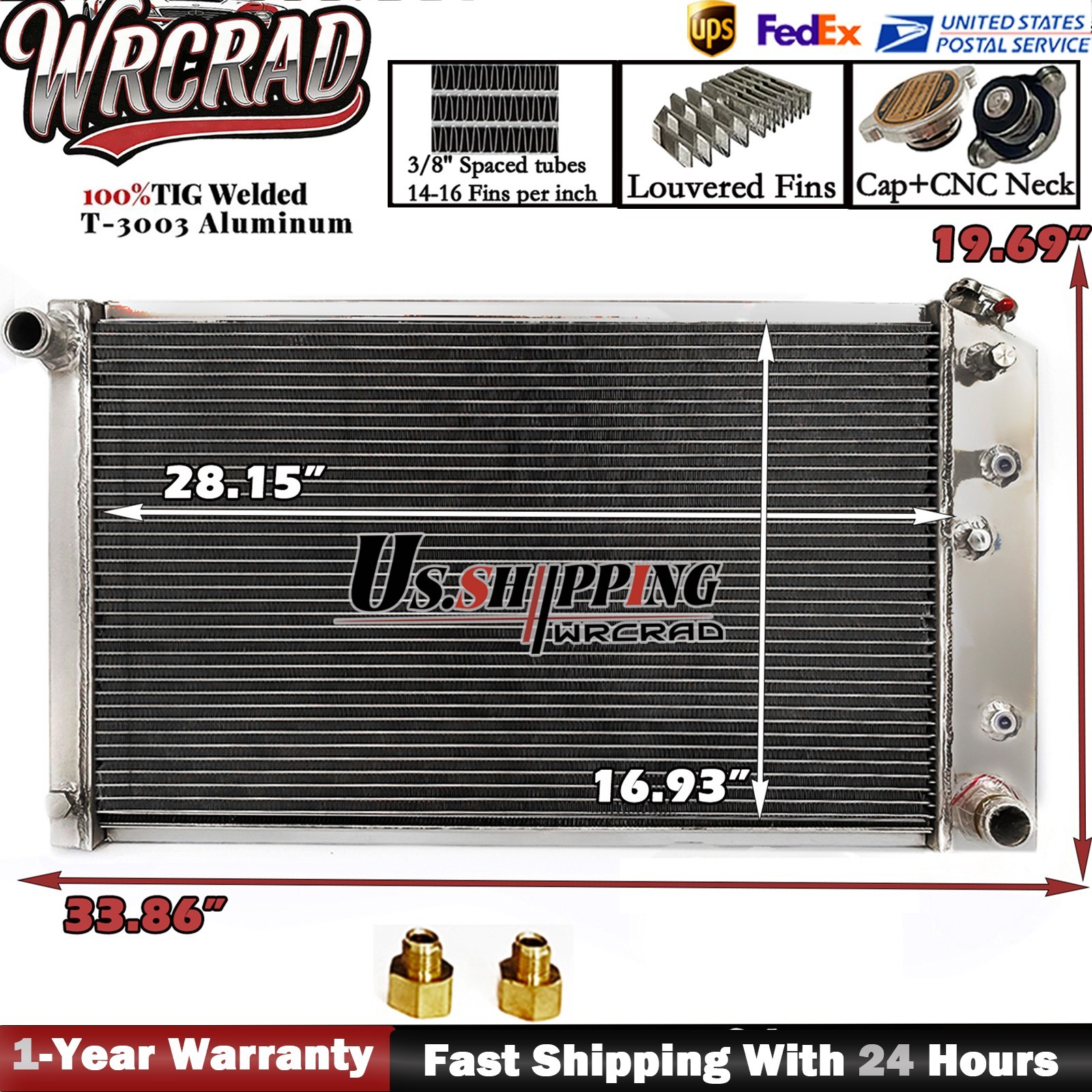 3 Row Aluminum Radiator for 1971-1989 Buick Electra Riviera/1968-1972 Skylark