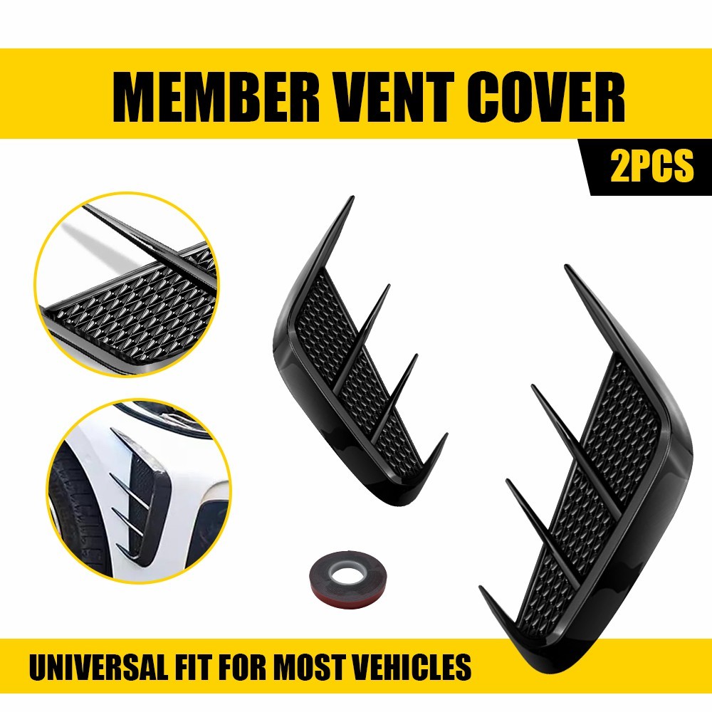 2X Car Rear Bumper Sport Side Wing Member Vent Cover Trim Gloss Black Universal