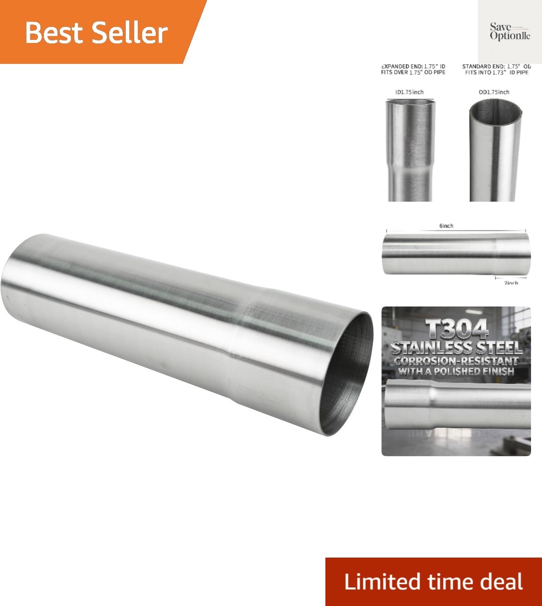 1.75 Inch Exhaust Pipe 6\ 1.75 Inch Exhaust Pipe 6\
