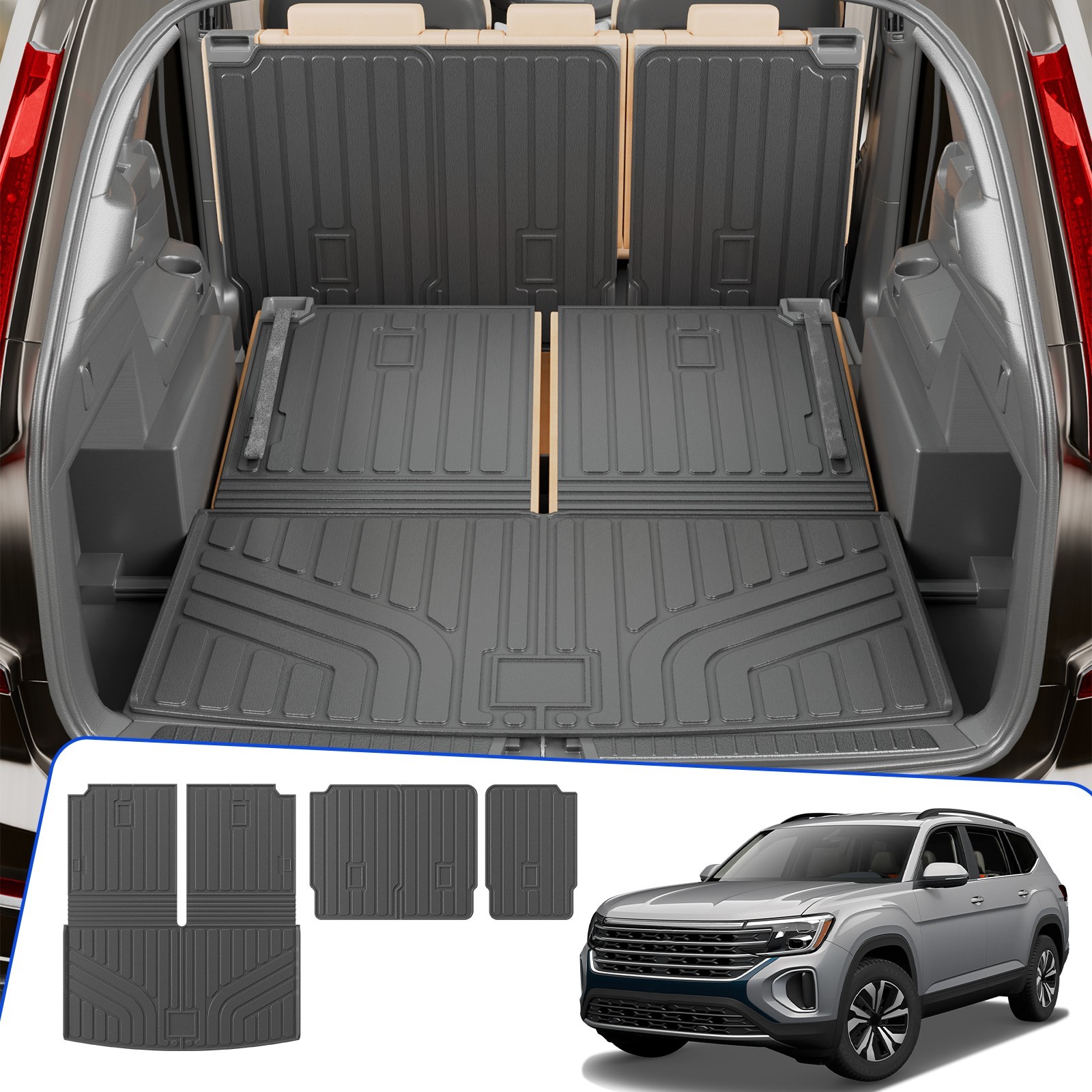 Cargo Liner Fit VW Atlas 2018-2026 Backrest Mats All Weather Accessories 