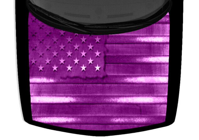 Rustic American Flag Purple Truck Hood Wrap Vinyl Car Graphic Decal 58\