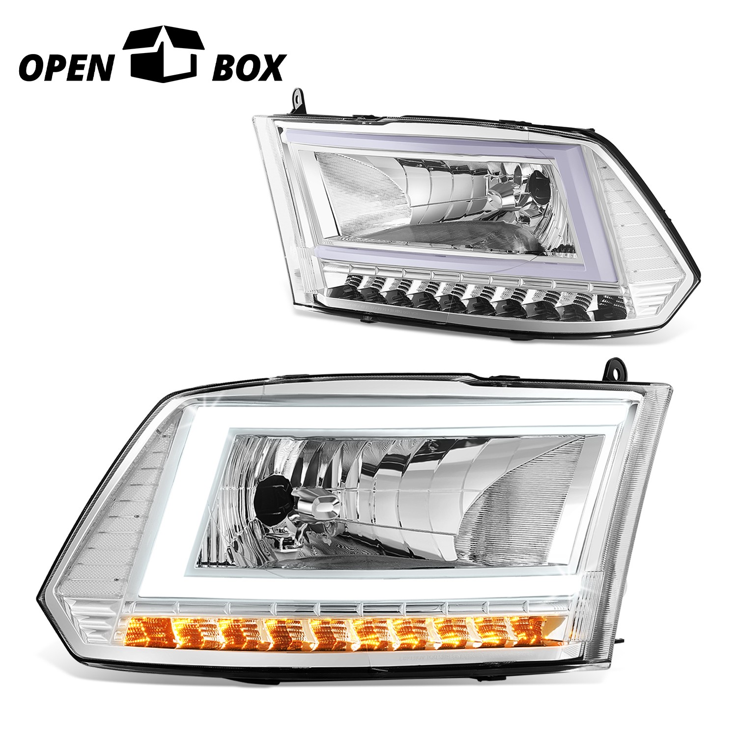 [OPEN-BOX]For 2009-2024 RAM 1500 C-LED DRL Sequential Turn Signal Headlights