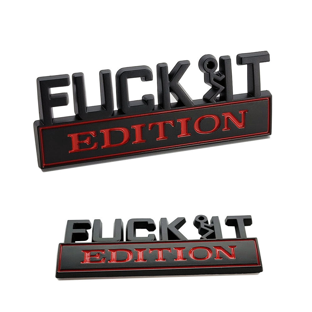 2pc F*CK IT GUY EDITION Black Red emblem Badges fits Chevy Silver Ford Car Truck