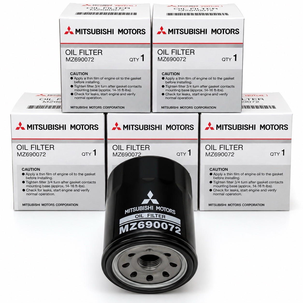 Genuine OEM Mitsubishi Oil Filters MZ690072 – Lot of 5 – New in Box
