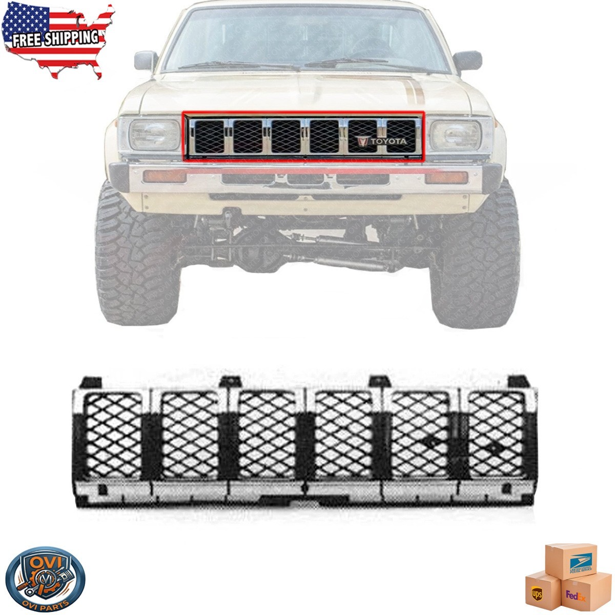 For 1982-1983 Toyota Pickup Front Chrome Grill Grille Assembly Plastic TO1200112
