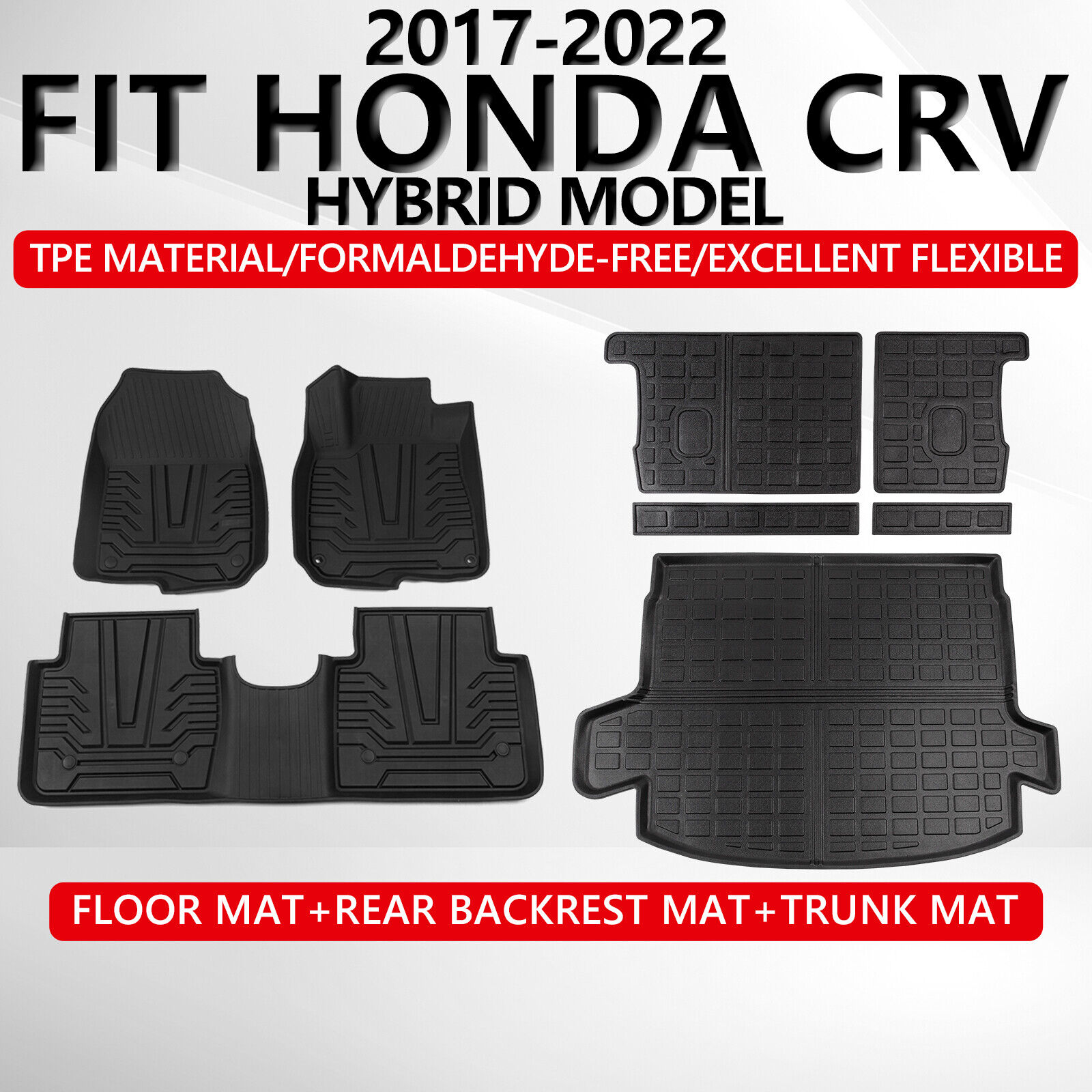 Fit 17-2022 Honda CRV Trunk Mat Backrest Mats Cargo Liner Floor Mats All Weather
