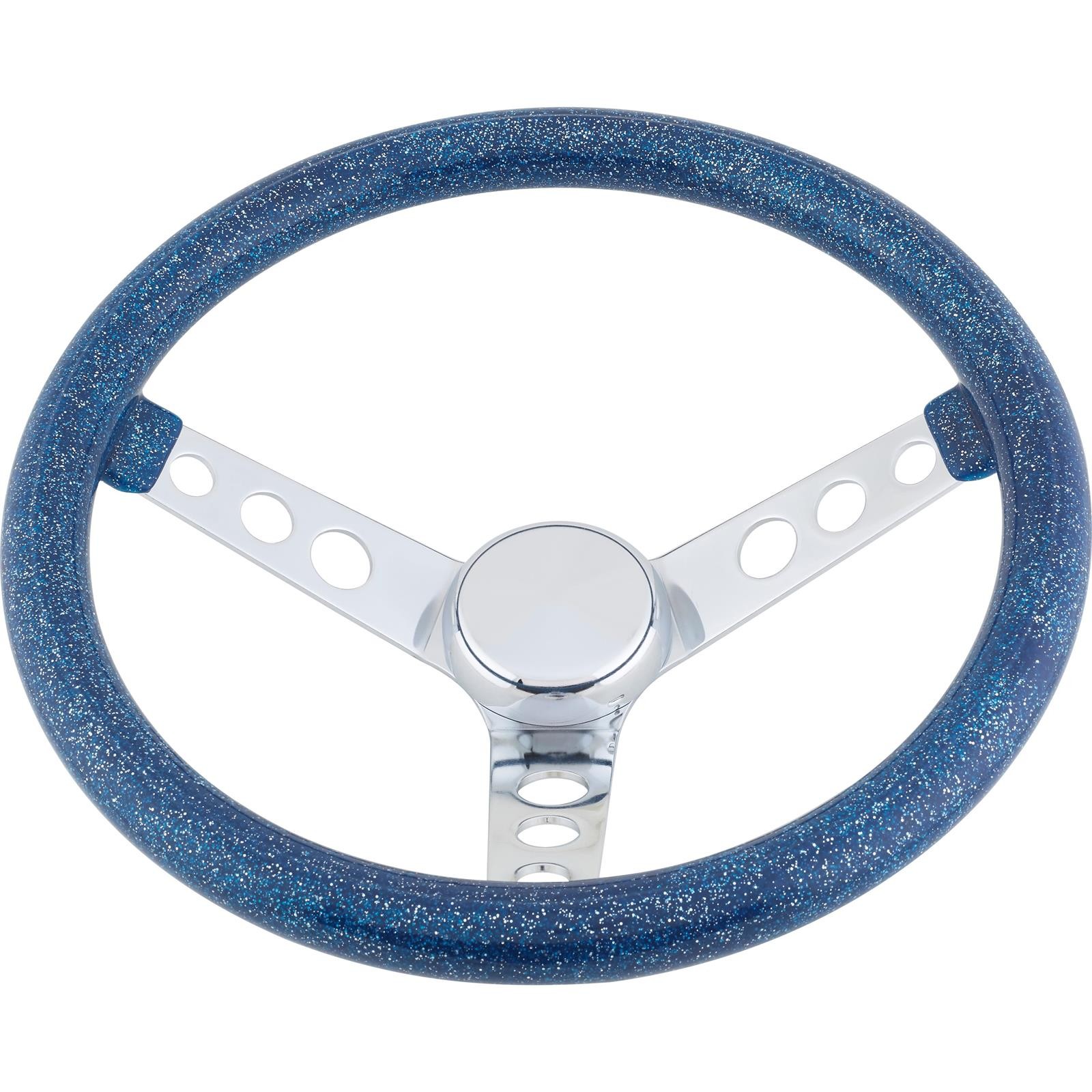 Speedway 13 Inch Blue Metalflake 60s Style Steering Wheel, 3-1/2 Dish