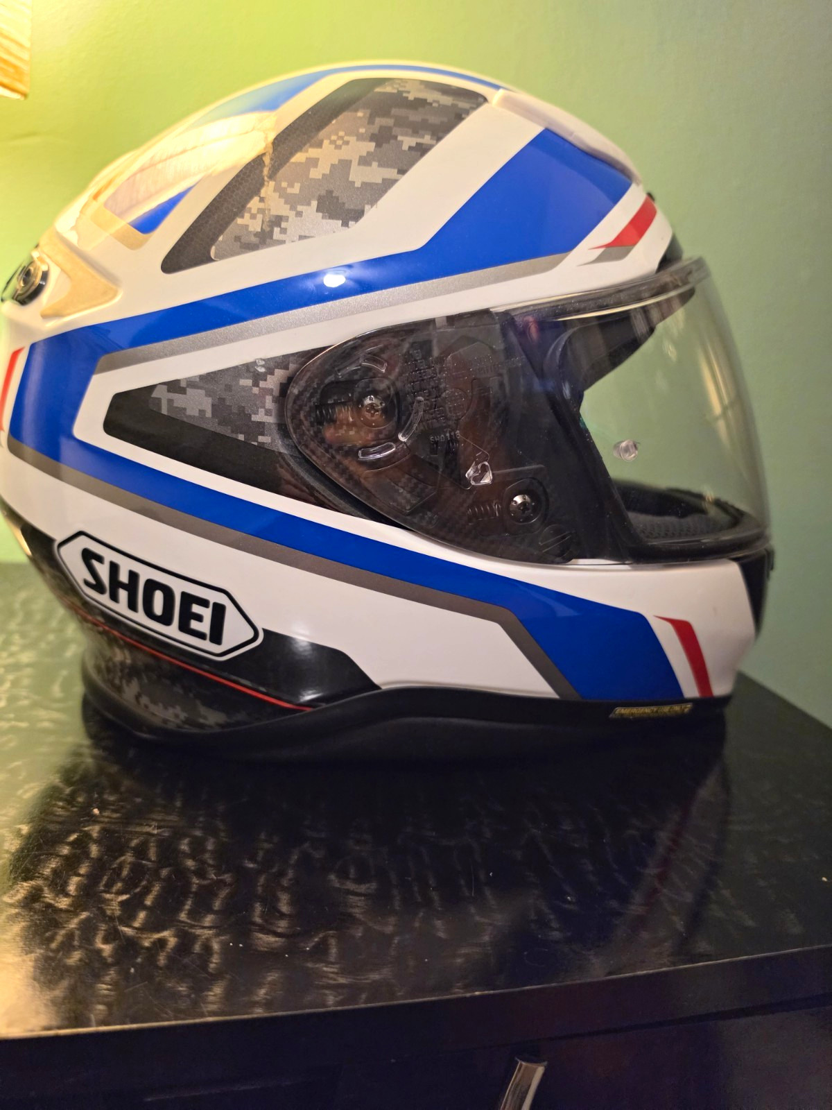 Shoei RF-1200 Full Face Motorcycle Helmet Blue White Red DOT Unworn