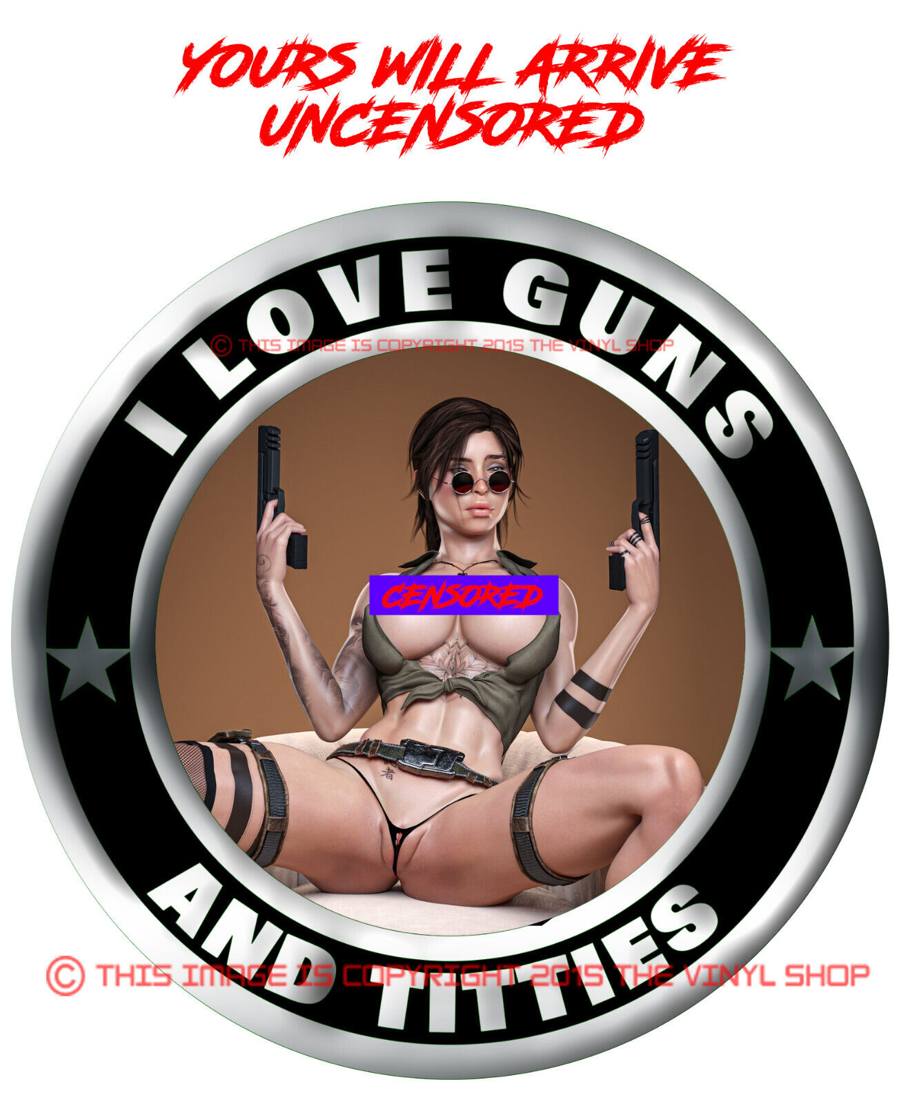 # 22 Anime I LOVE GUNS & TITTIES SEXY SUPER HOT Girl Hot rod color decal