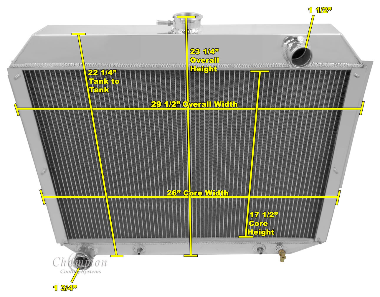 SR Champion 3 Row Radiator for 1966 - 1969 Chrysler Town & Country V8 Engine