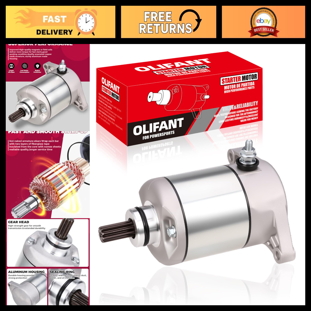 Starter Motor for Suzuki Eiger 400, Arctic Cat 375/400, KingQuad 400 - 2002-08 Starter Motor for Suzuki Eiger 400, Arctic Cat 375/400, KingQuad 400 - 2002-08