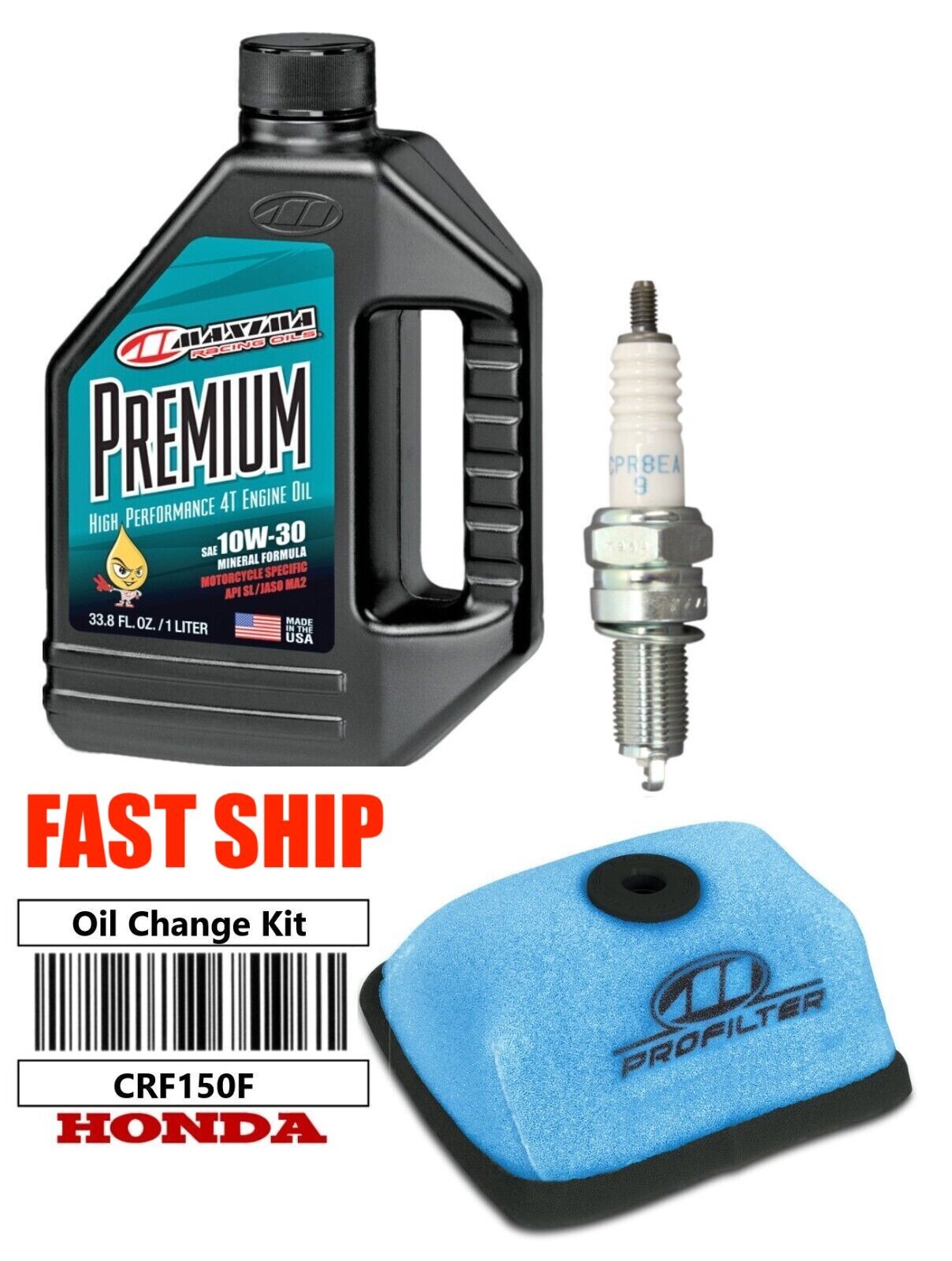 03/05 Honda CRF150F Premium Oil Change Kit Maxima Pro Air Filter NGK Spark Plug 03/05 Honda CRF150F Premium Oil Change Kit Maxima Pro Air Filter NGK Spark Plug