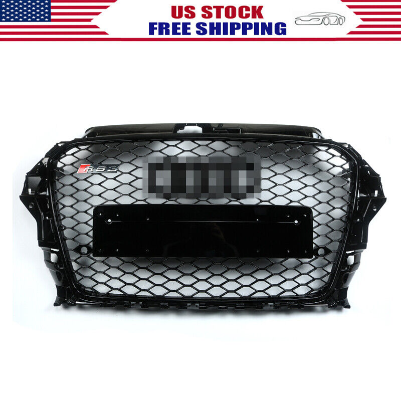  RS3 Type Grille Front Hood Henycomb Bumper Grill For Audi A3 S3 2013-2016 Black