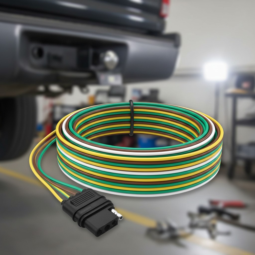 Corrosion-Resistant 50ft Trailer Wiring Kit - 5-Wire 4-Pin for RV, Boat, & More