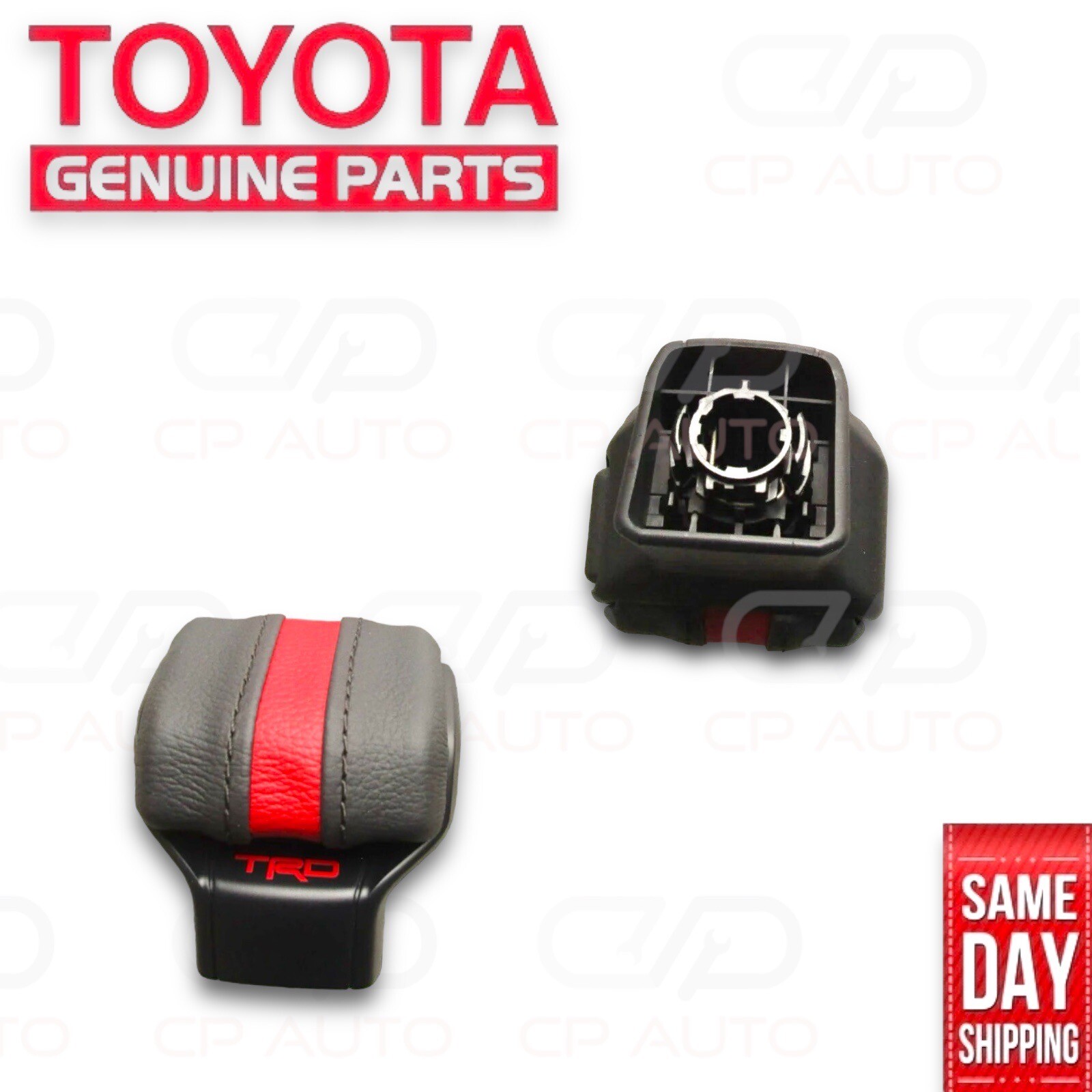 22 - 26  TOYOTA TUNDRA TRD PRO LEATHER SHIFTER KNOB BLACK RED OEM NEW