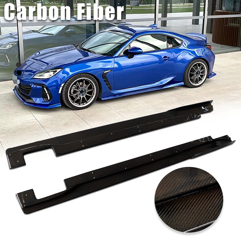 Pair Carbon Fiber Side Skirt Extension For 2022+ Subaru BRZ ZD8 Toyota GR86 ZN8