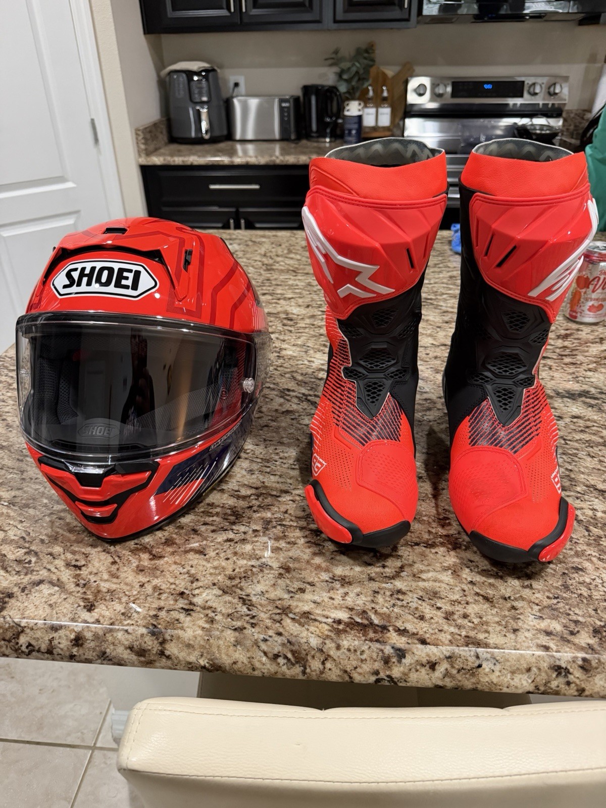 Shoei X-15 Marc Marquez And Alpinestars Supertech Boots Shoei X-15 Marc Marquez And Alpinestars Supertech Boots