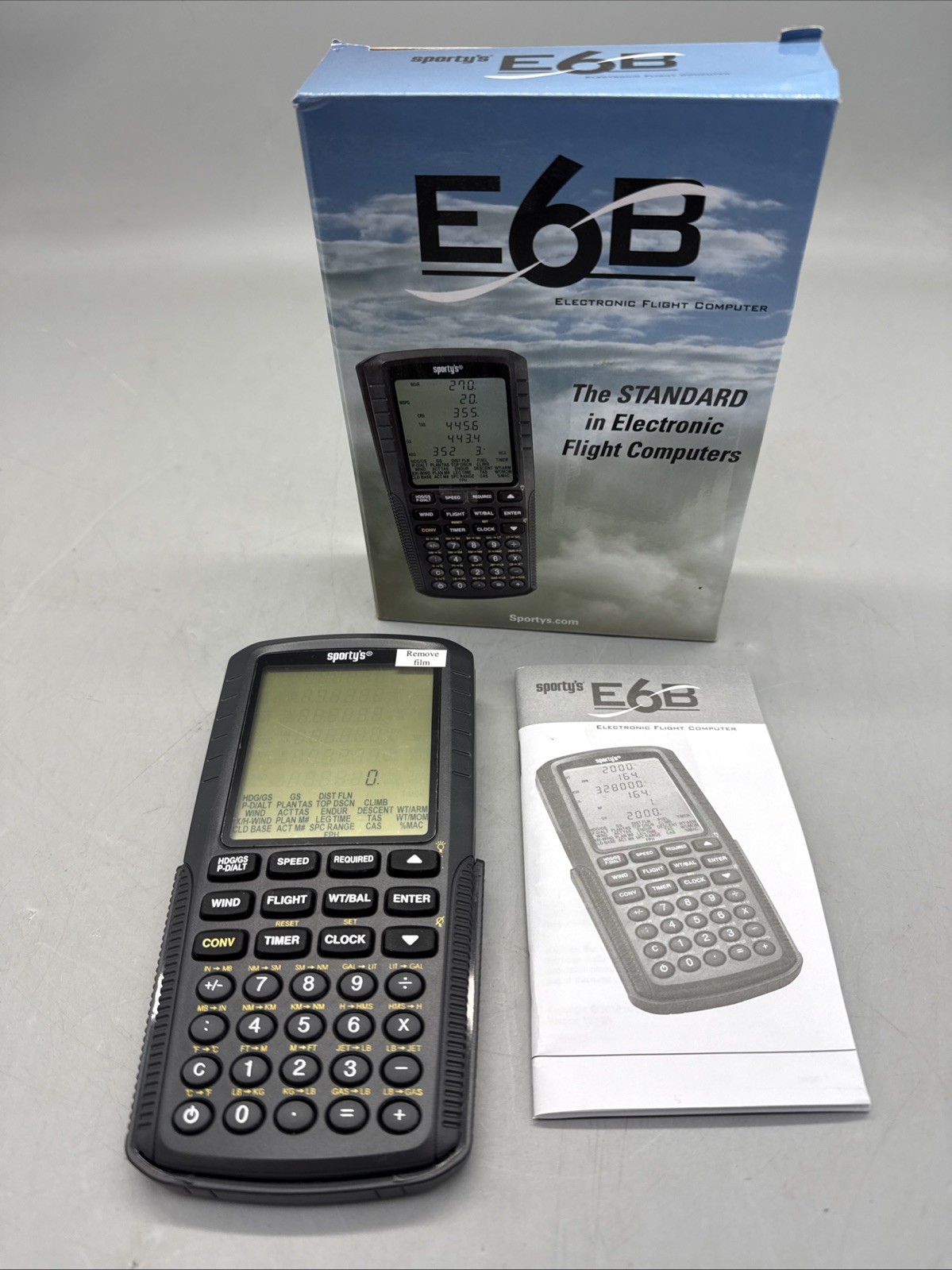 Sporty\'s E6B Electronic Flight Computer Pilot Aviation Calculator Black 13.18A