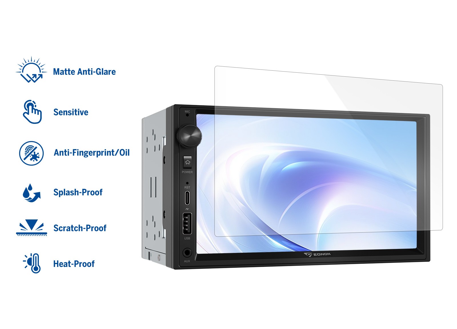 7 inch Matte PET Anti-Glare Screen Protector for Car Stereo Radio Head Unit GPS