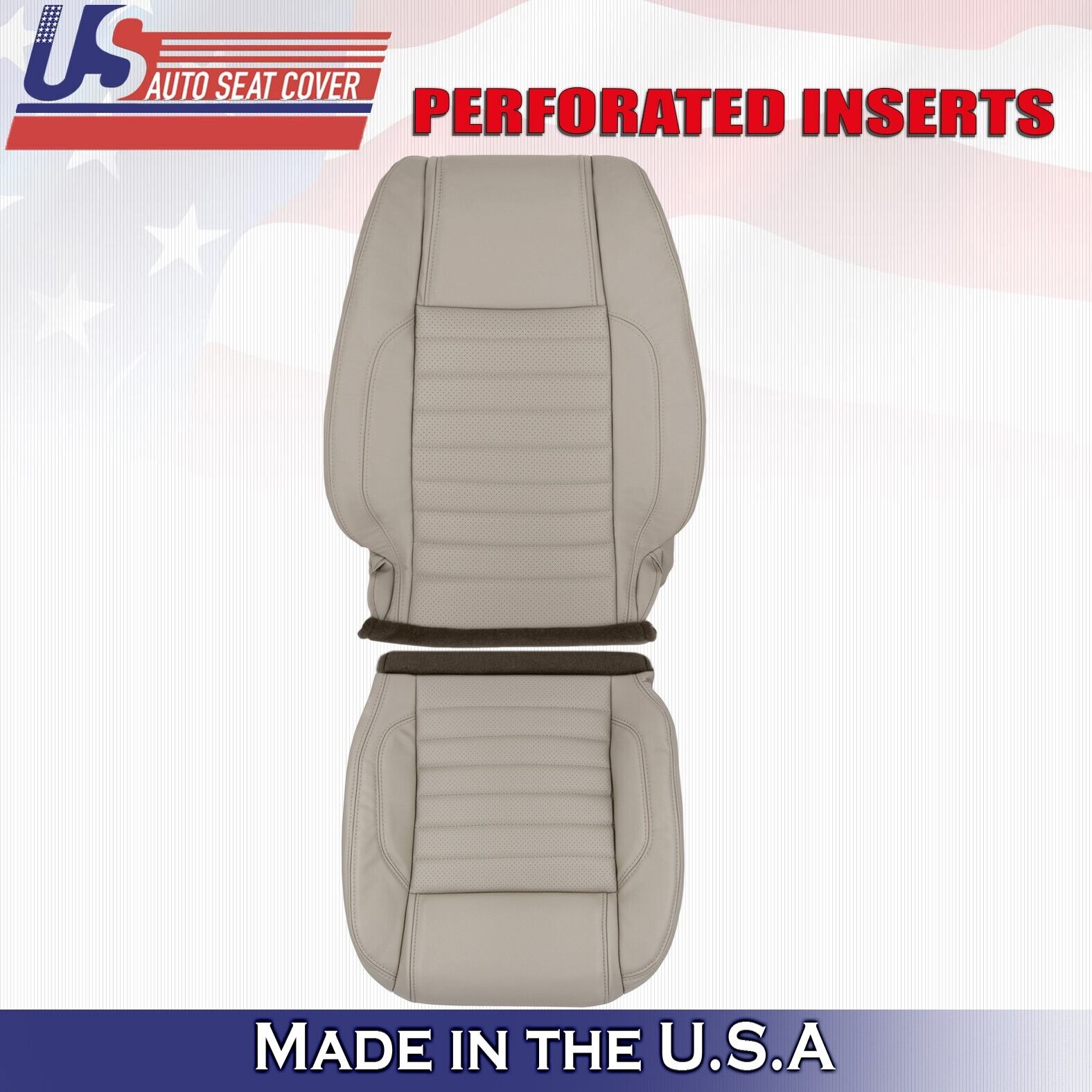 2010 to 2014 Fits Ford Mustang GT Driver Top & Bottom Perf Leather Covers Stone