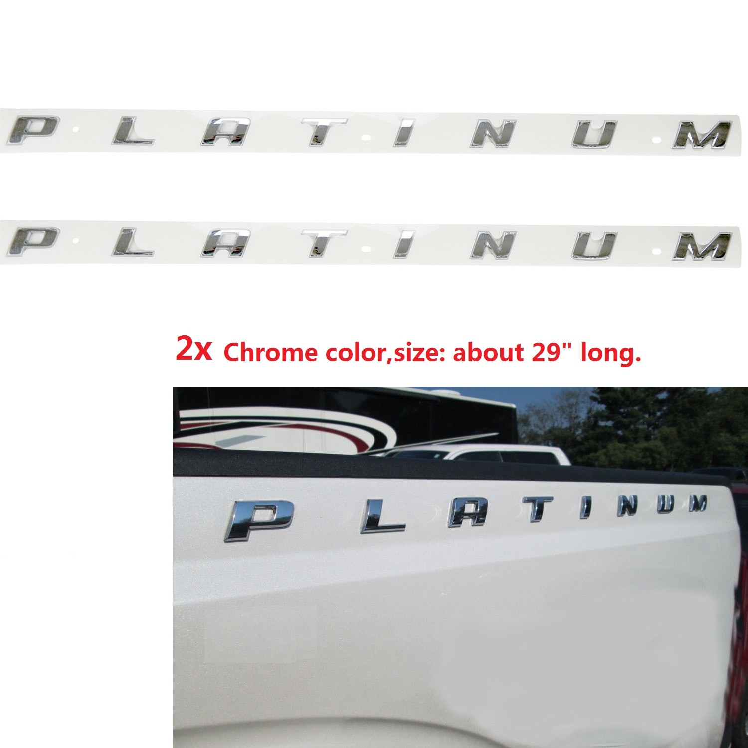 2pack OEM Chrome PLATINUM Emblem fits Side Badge Platinum Glossy F150 F250
