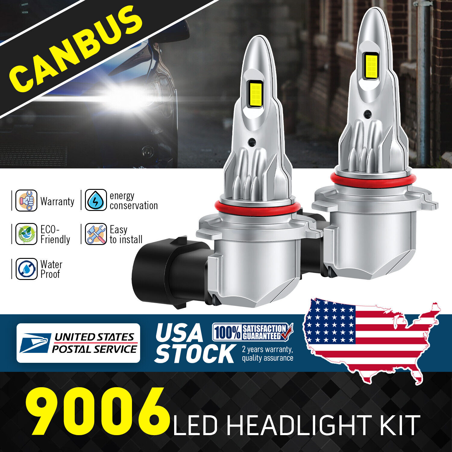 2PCS 9006 LED Headlight Bulb Low BEAM CANBUS For Ferrari F355 F355 F1 F40 348 TS