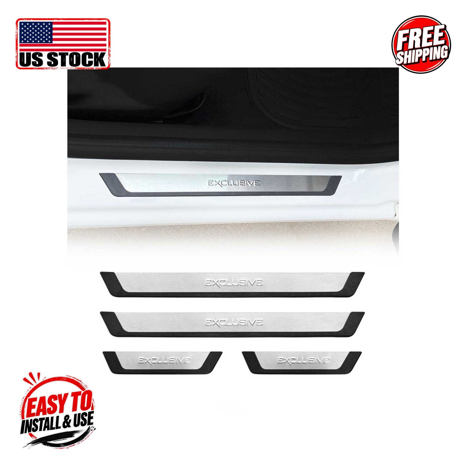 TOYOTA SIENNA Door Sill Cover Exclusive S.Steel Gloss Silver 4 Pcs
